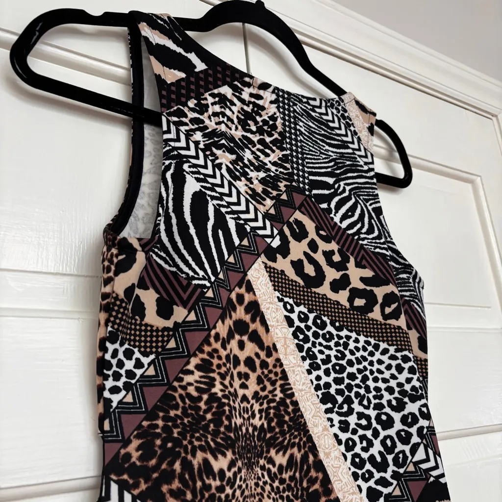 Charlotte Russe Vintage Y2K Patchwork Animal Print Mesh Cutout Mini Dress Size M - Image 7