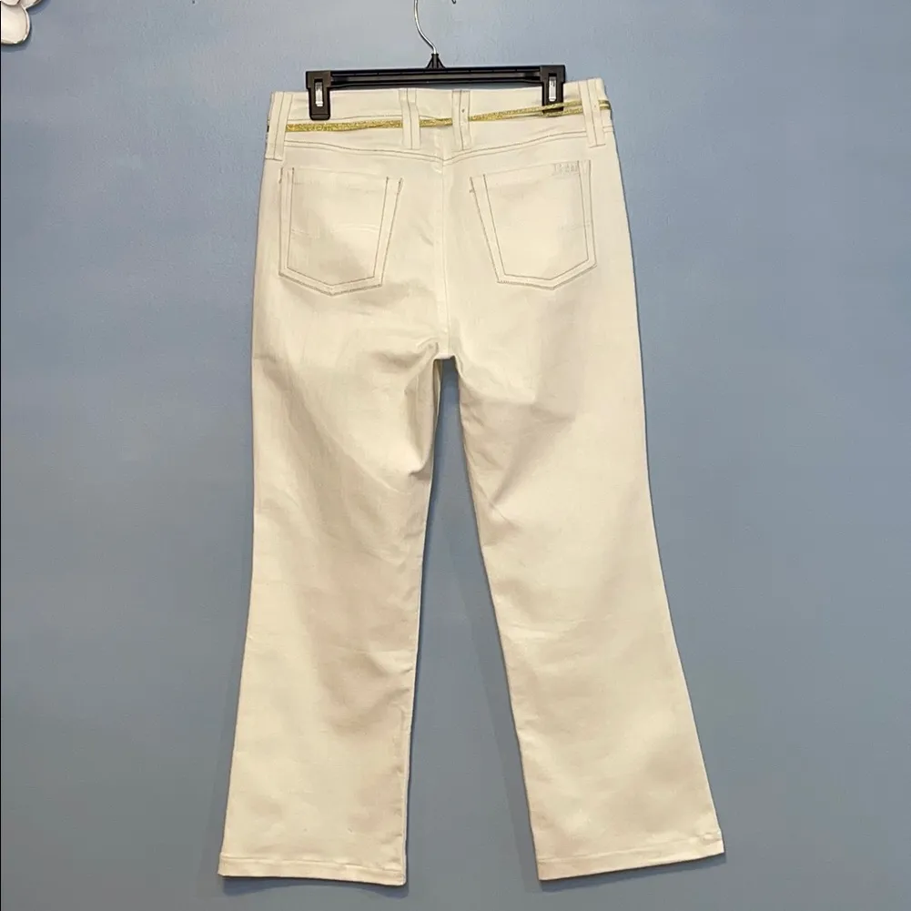 Reba Women’s Cream Boot Cut Jeans with Gold Stitch Size 8 - Image 2