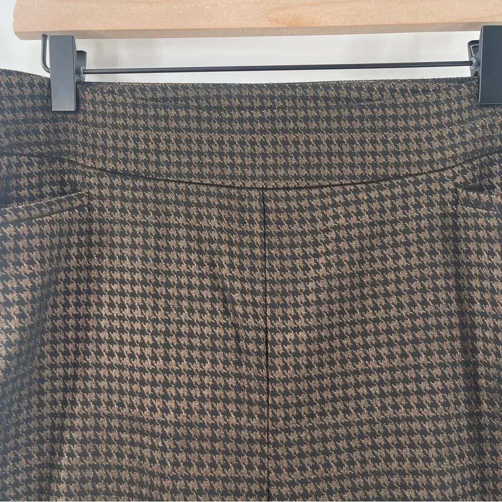 CHICOS Pants Plus Size 14R Elastic Pull On Ankle Houndstooth Metallic Gold Print - Image 5