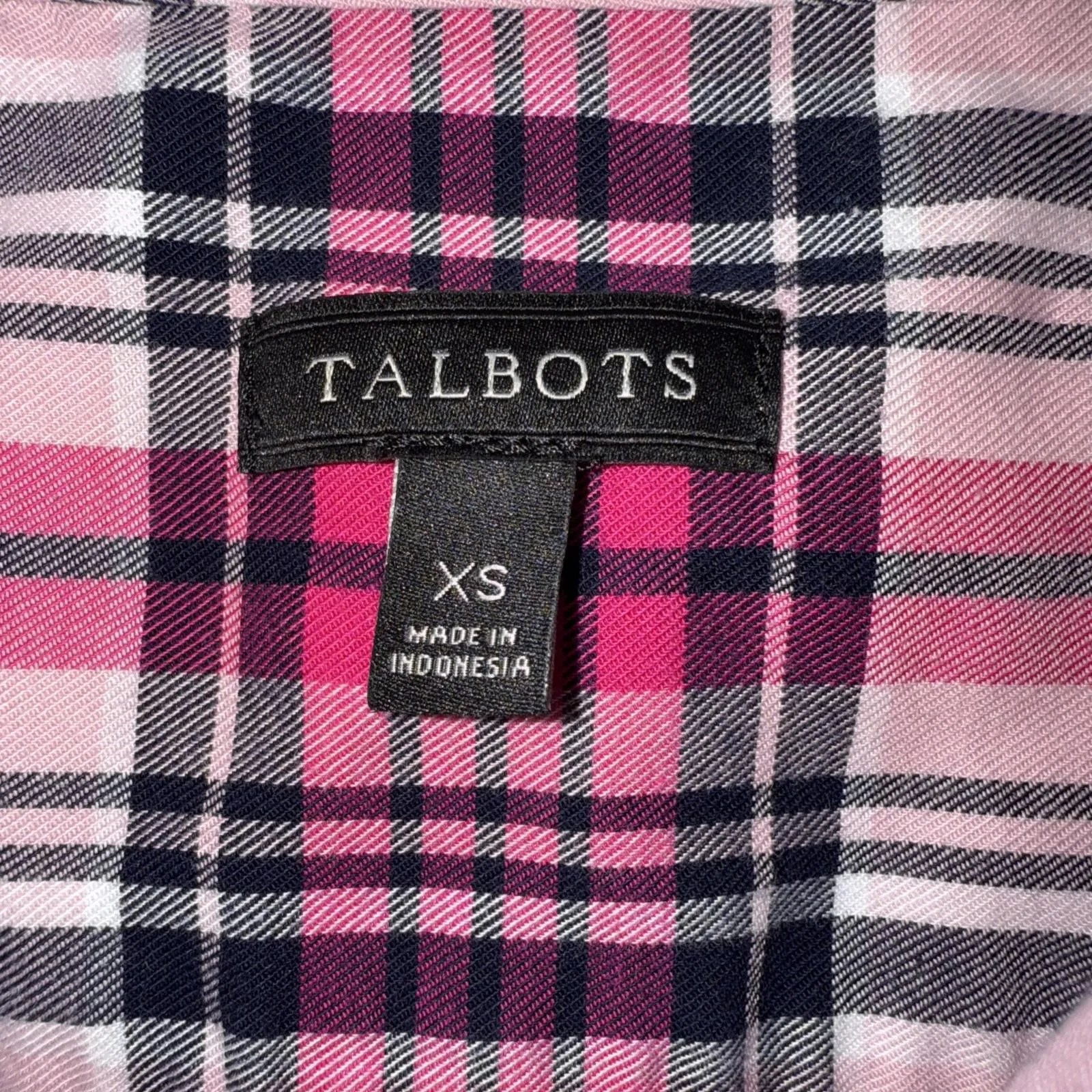 Talbots Long Sleeve Pastel Madras Plaid Cotton Button Up Spring Preppy Shirt XS - Image 7