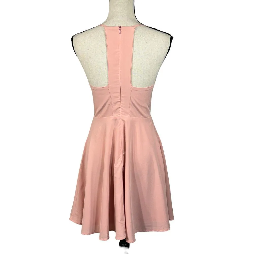 Lulus Small Skater Dress Call to Charms Racerback Apron Neckline Sleeveless Pink - Image 4