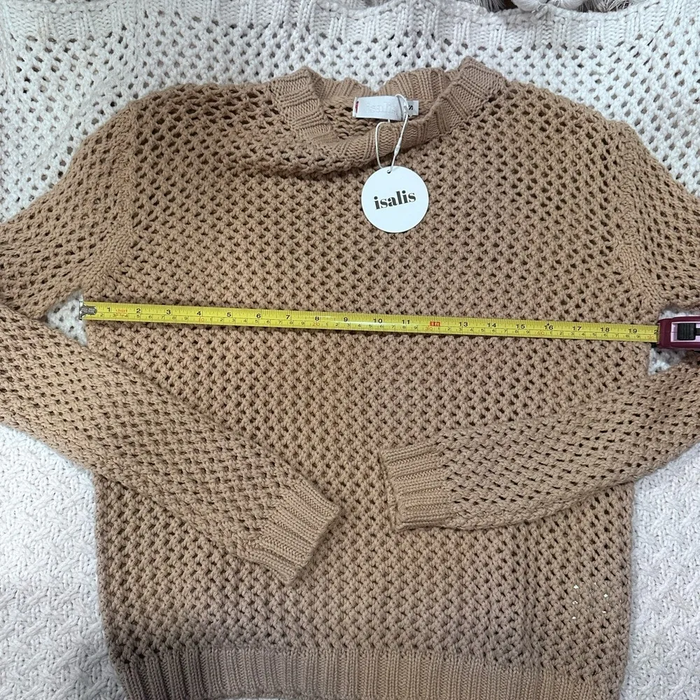 NEW ISALIS ELVIA CROCHET/SWEATER IN SAND TAN SMALL Women's - Image 6