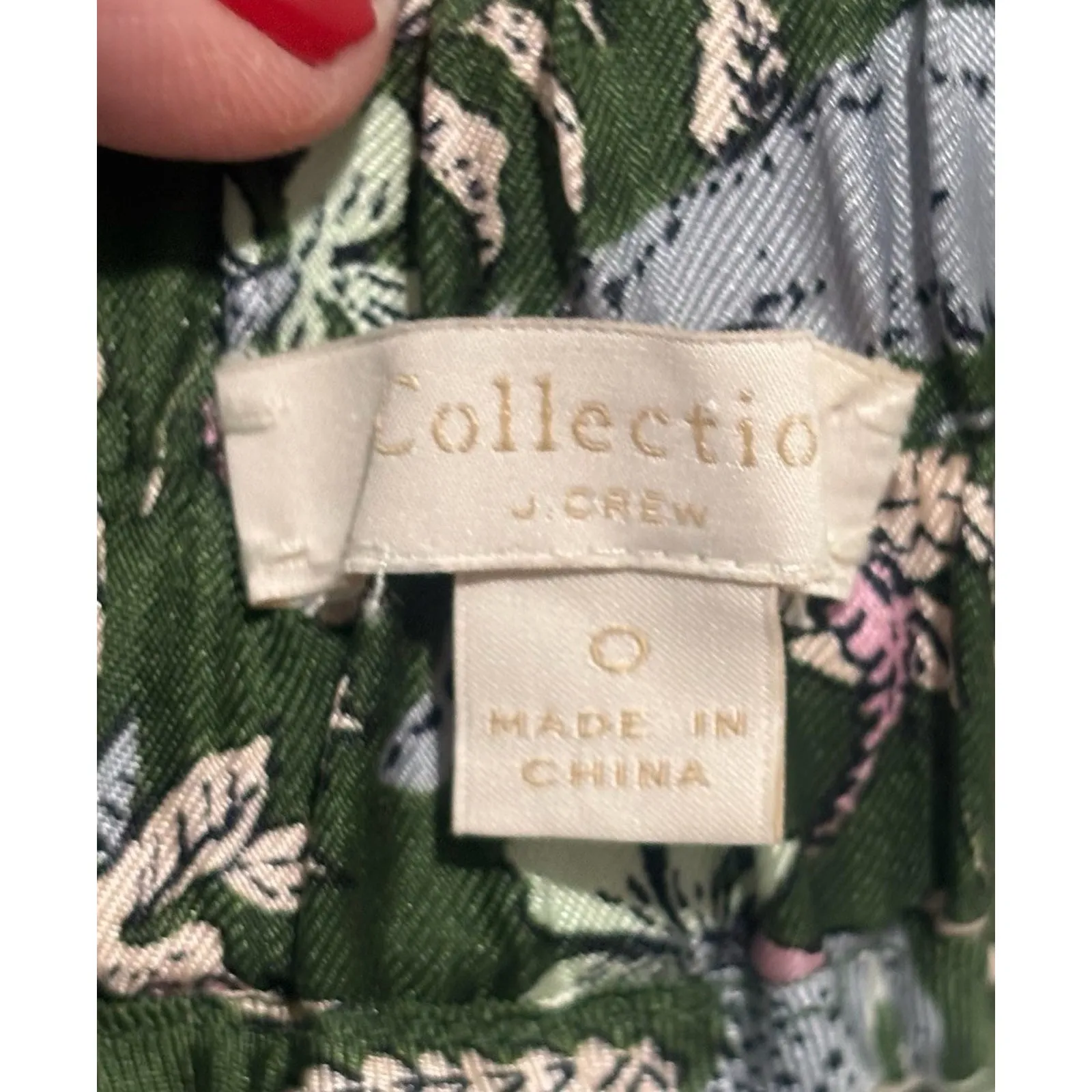 J. Crew Collection Pull On Silk Twill Pants Womens Size 0 Jungle Cat Floral Green - Image 4