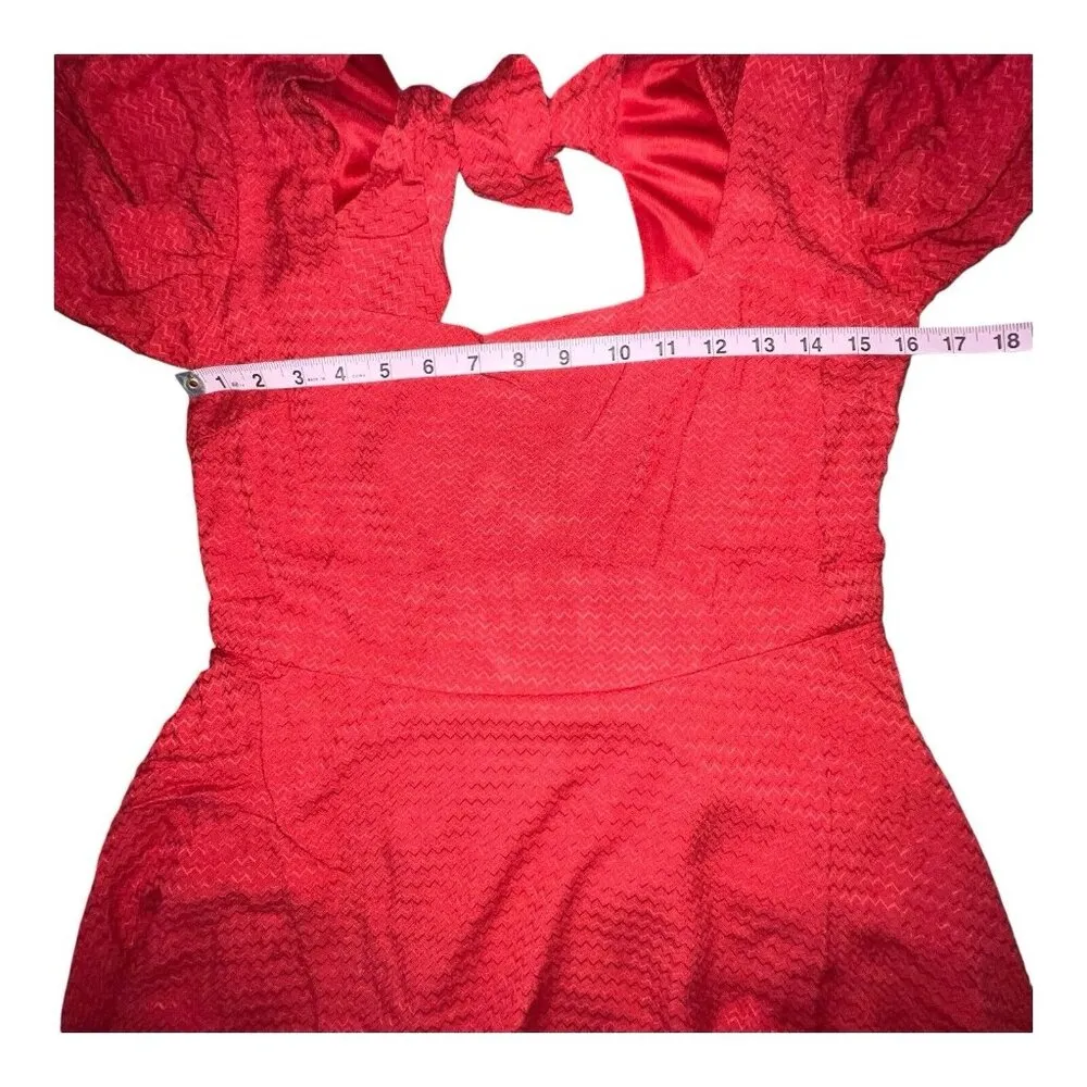 BOG Band of the Free Josette Aurora Red Puff Sleeve Mini Dress‎ Size Medium New - Image 5