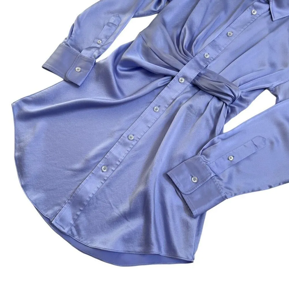 Alexander Wang Threaded Placket Draped Shirt Dress in Easter Egg‎ - Image 4