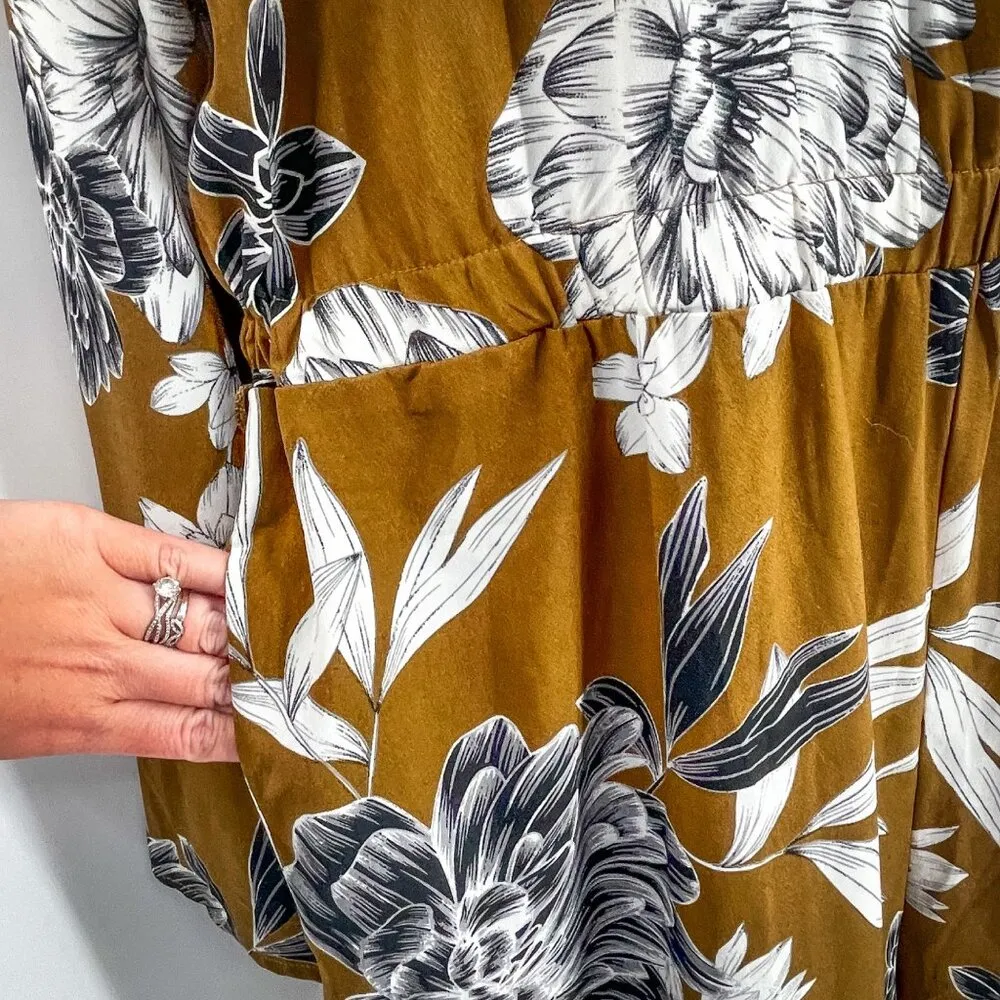 Who What Wear Long Sleeve Wide Leg Floral Print Jumpsuit Romper XXL - Image 9