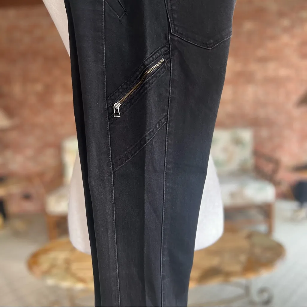 Treasure & Bond Moto Jeans Skinny Wash Out Black 26 Utility Edgy Party Chic - Image 12