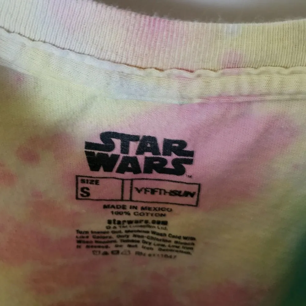 Star Wars The Child T Shirt Baby Yoda Character Raw Hem Tie Dye Graphic Tee Top - Image 4
