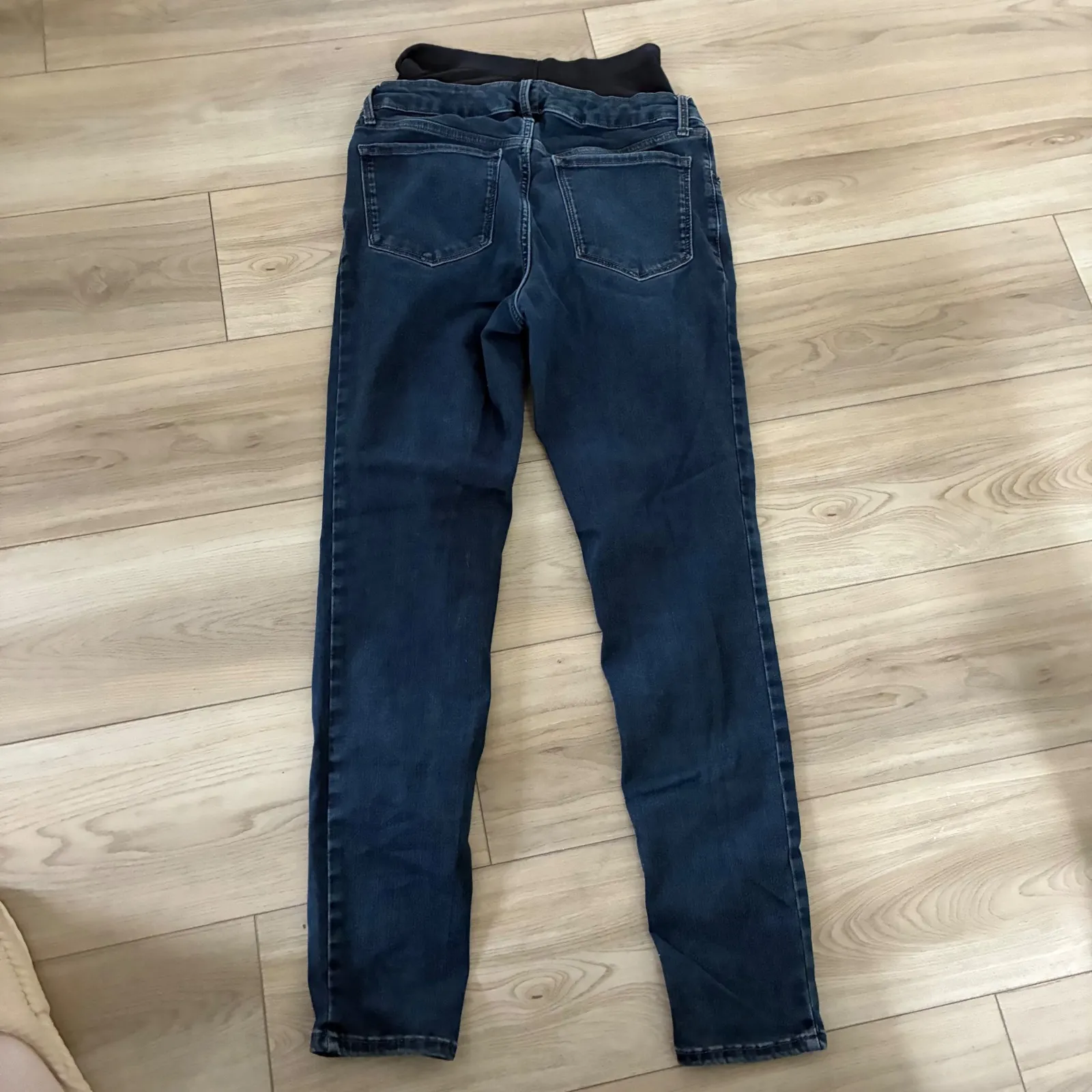 Old Navy Maternity Rockstar Skinny Jeans Premium Full Panel Dark Wash Size Large - Image 5