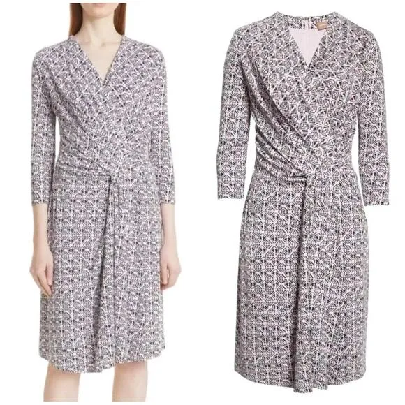 Hugo Boss NWT Exandria Geometric Print Wrap Front Dress Size S 3/4 Sleeve (b24) - Image 2