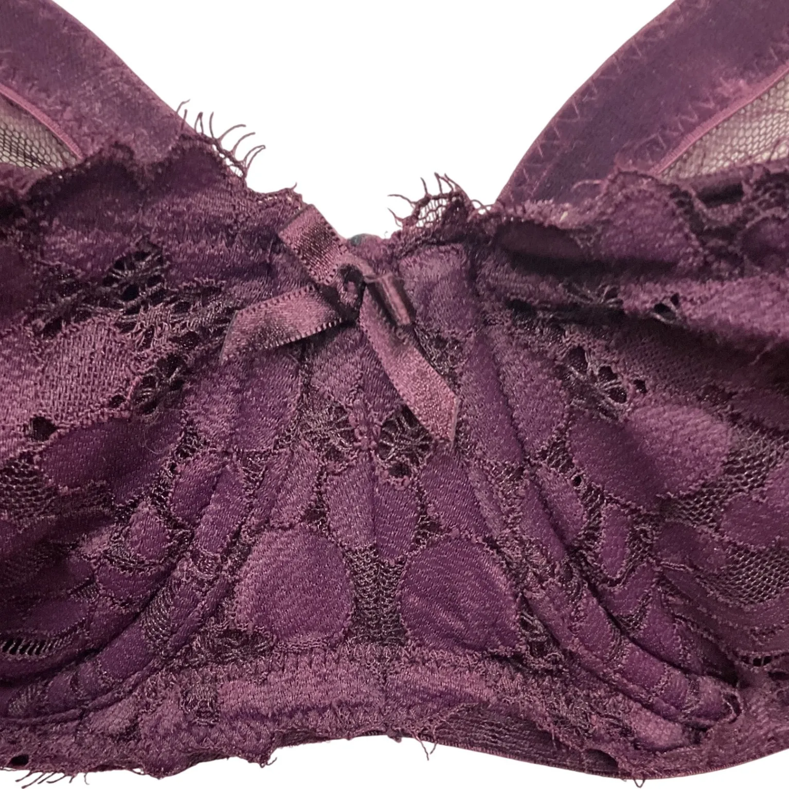 Cacique Laced Lightly Lined French Underwired Balconette Bra Purple Size 40DD - Image 3