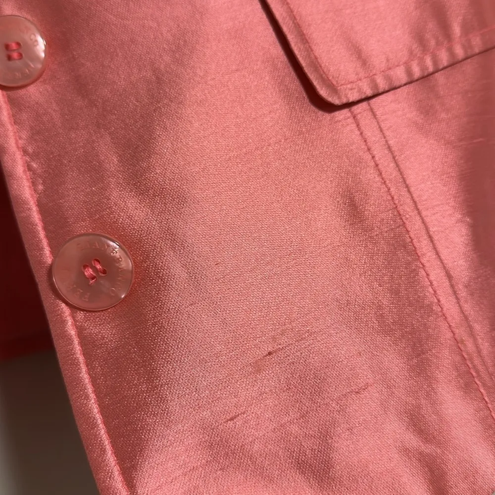 GIANFRANCO FERRE rare vintage 100% silk Pink Satin Women's Blazer jacket 44 Size 8 - Image 10