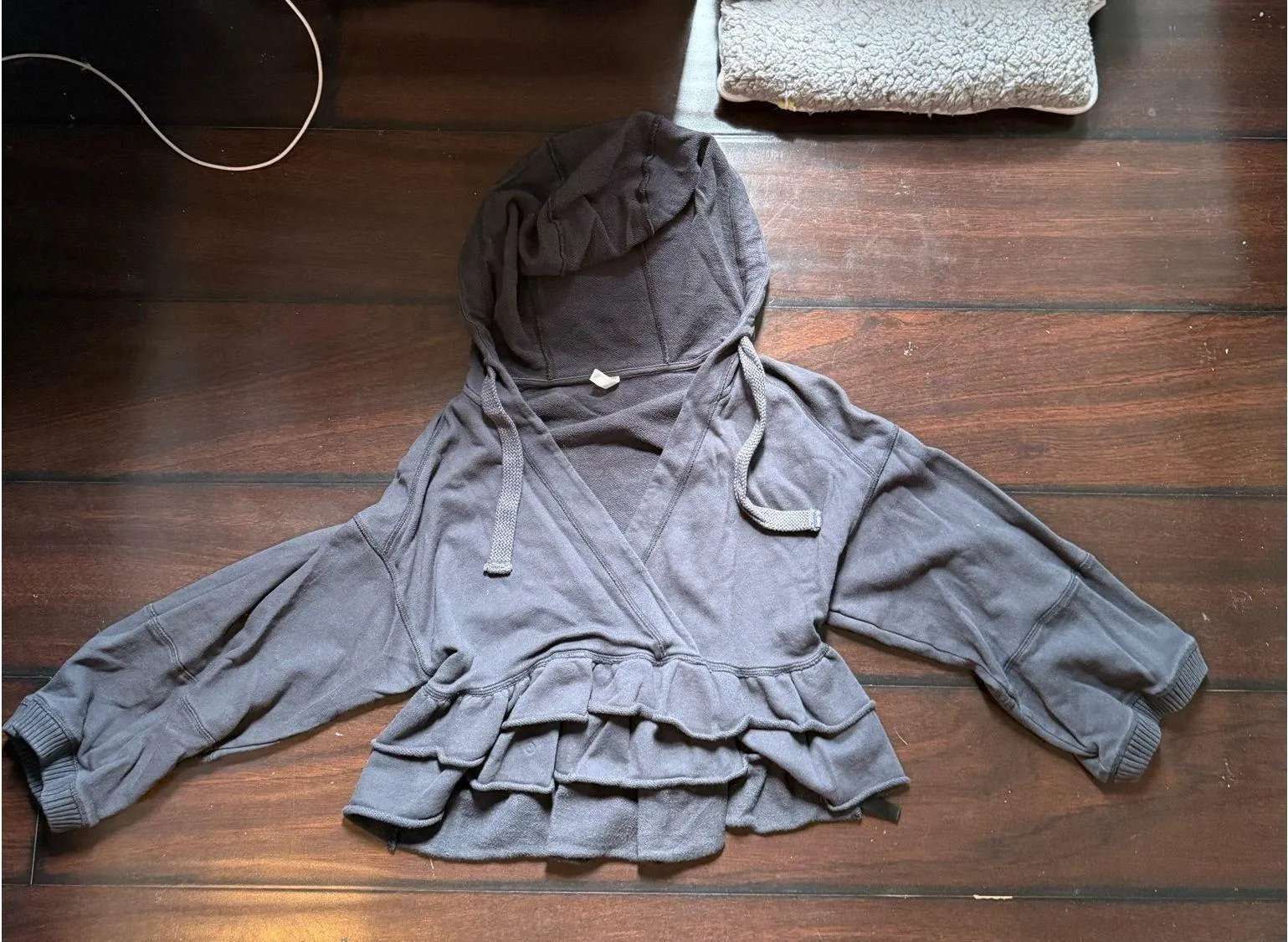 Free people FP movement side swept ruffle French terry hoodie  - Image 3