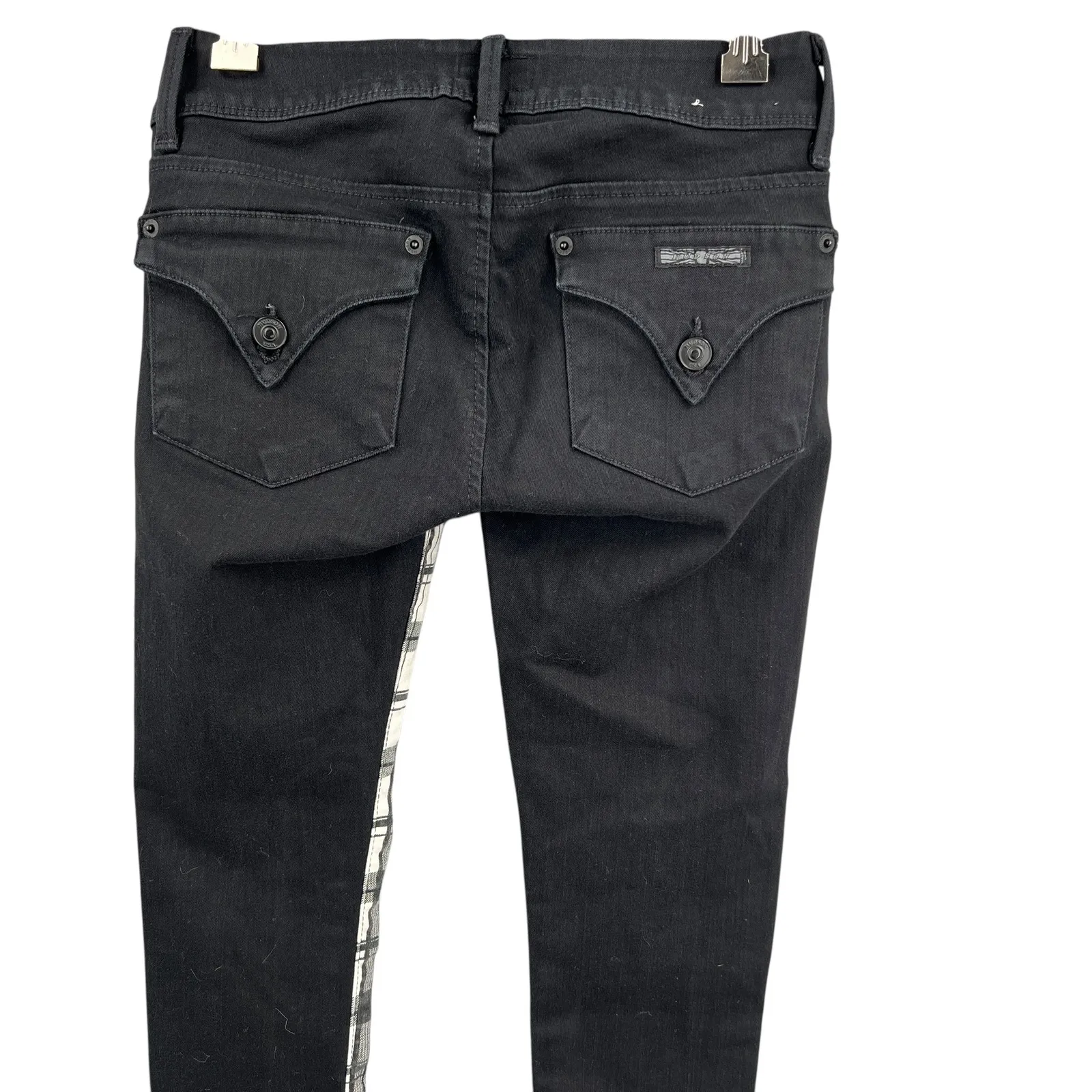 Hudson Hi Rise Skinny Jeans Black & White Plaid Contrast Panel Women's Size 24 - Image 4