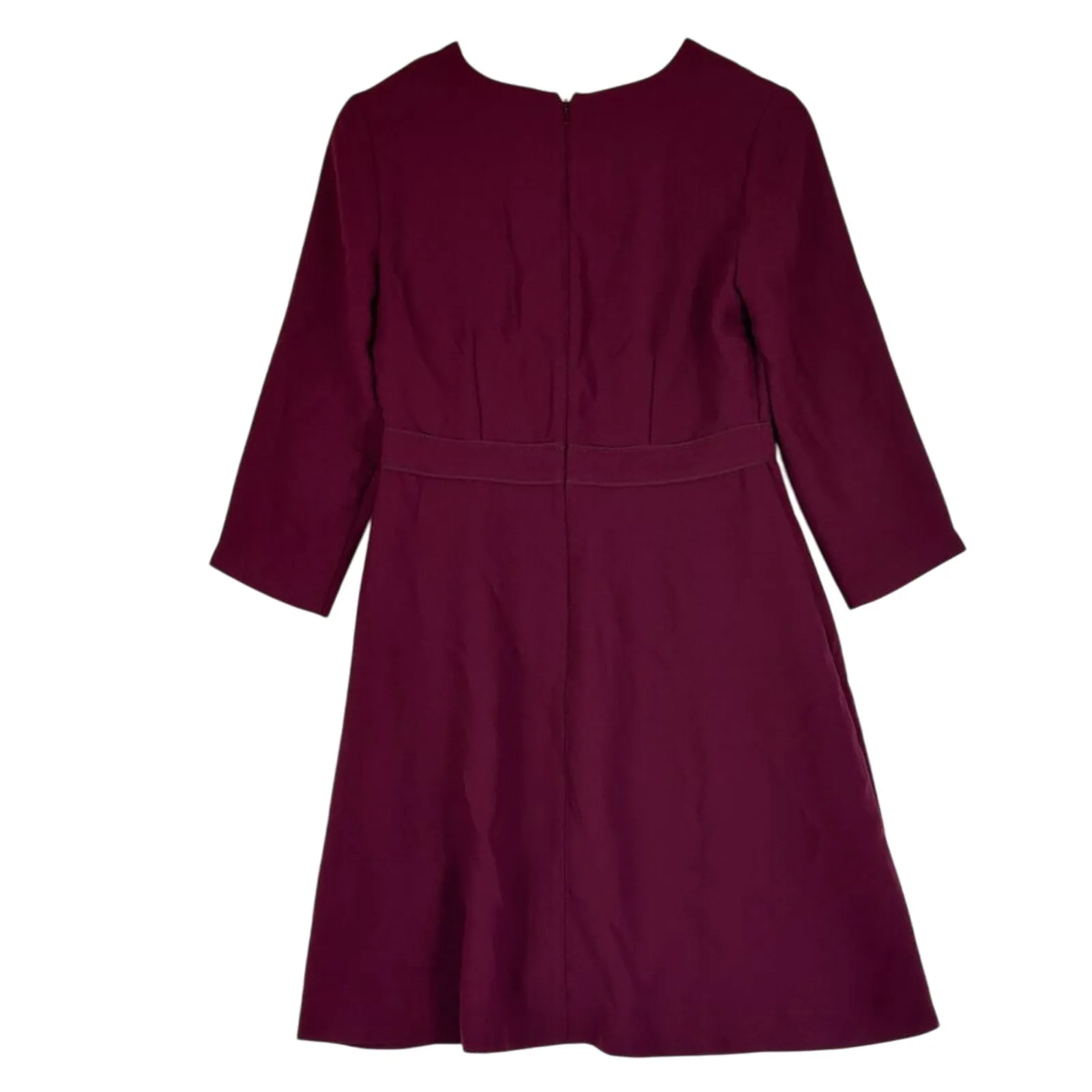 NWT Banana Republic Mini A-Line Dress Womens 2 Burgundy V-Neck 3/4 Sleeve Fall - Image 5