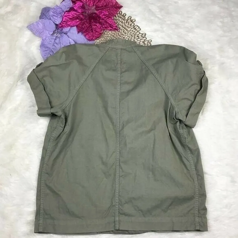 Madewell Short Sleeve Moto Jacket size XS/S Green Khaki Utility Oversized Sahara - Image 8