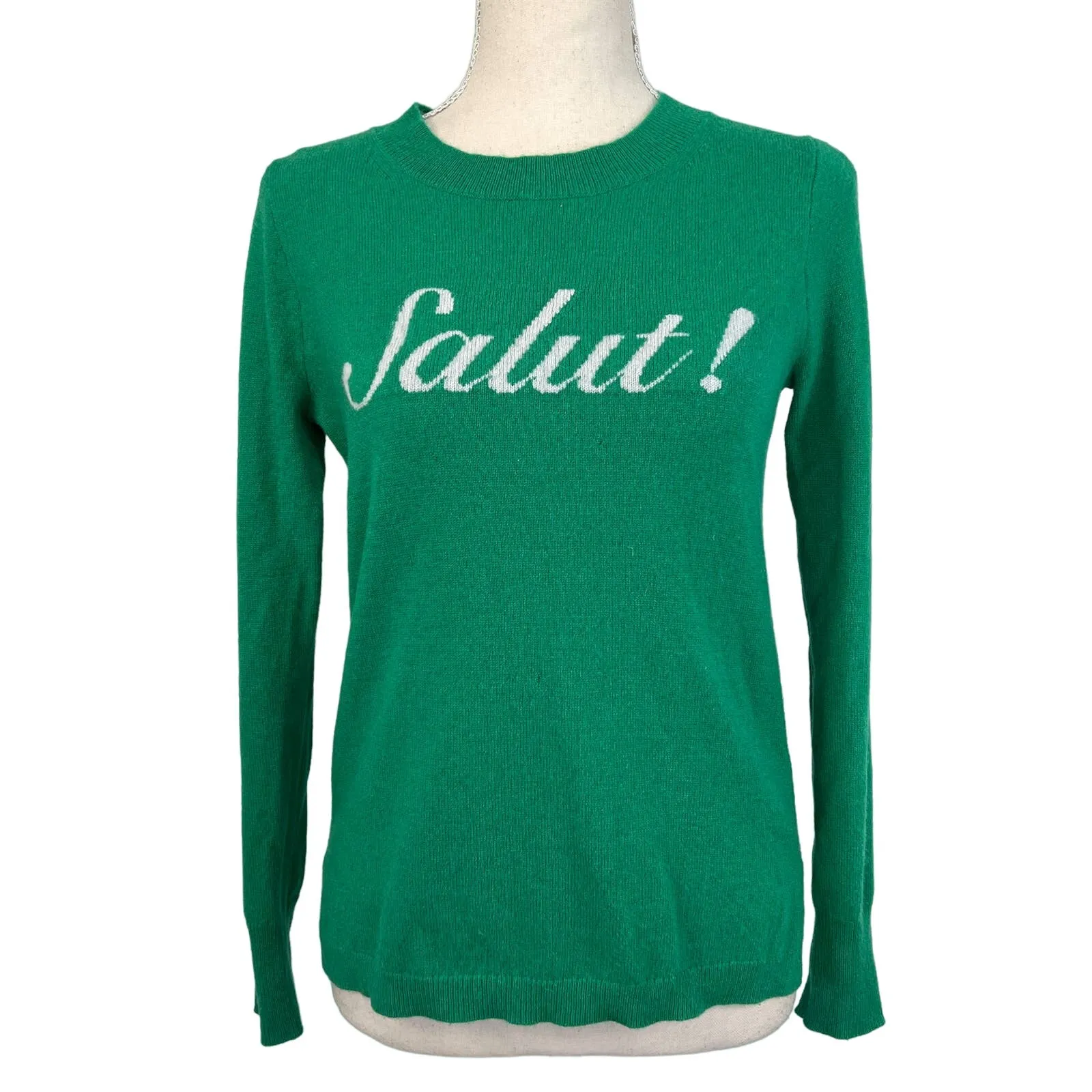 J. Crew Long Sleeve Everyday Cashmere Sweater in Salut! K4689 Kelly Green - Image 2