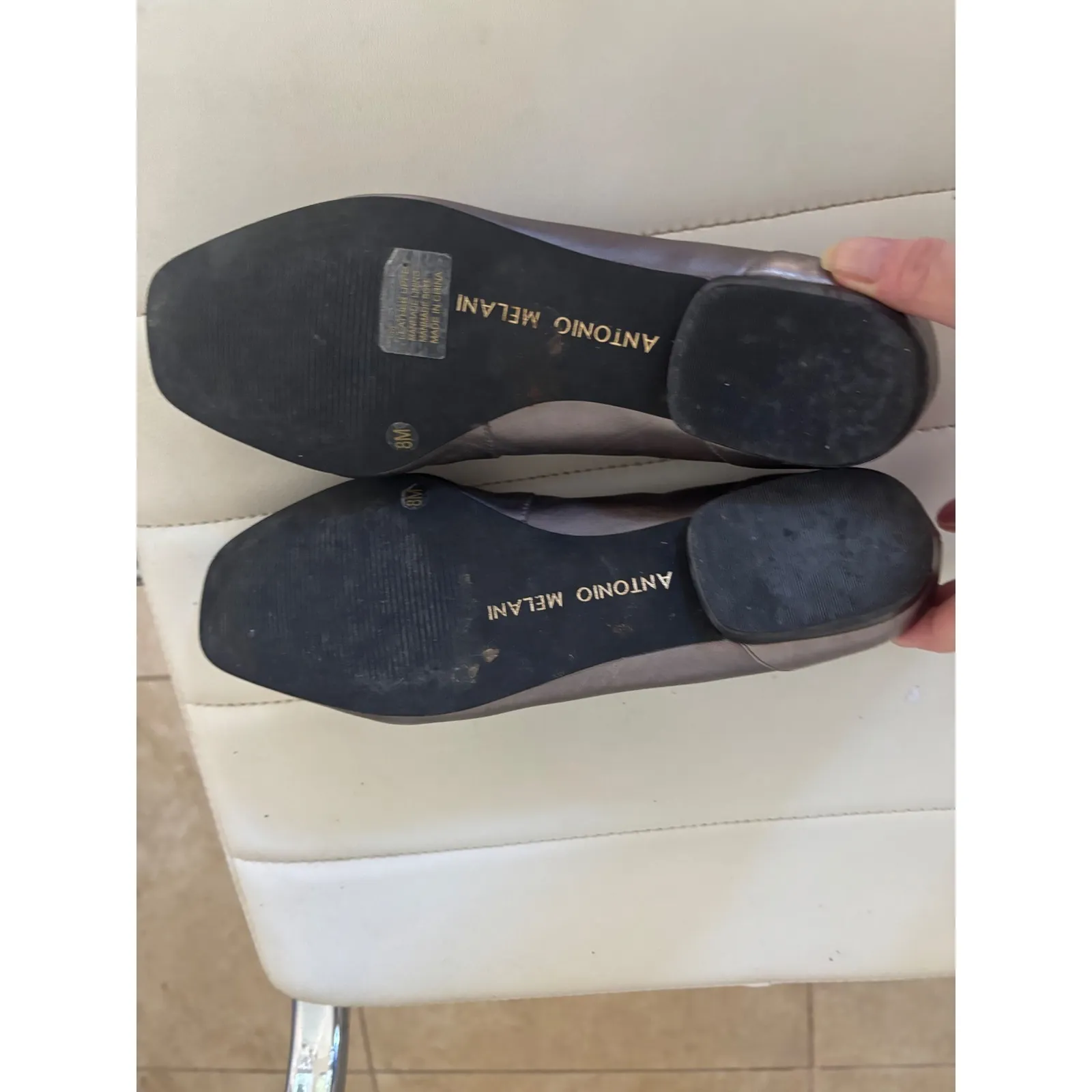 ANTONIO MELANI Women Metallic Silver Toe Square Toe Loafer Flats Shoes Size 8 - Image 12