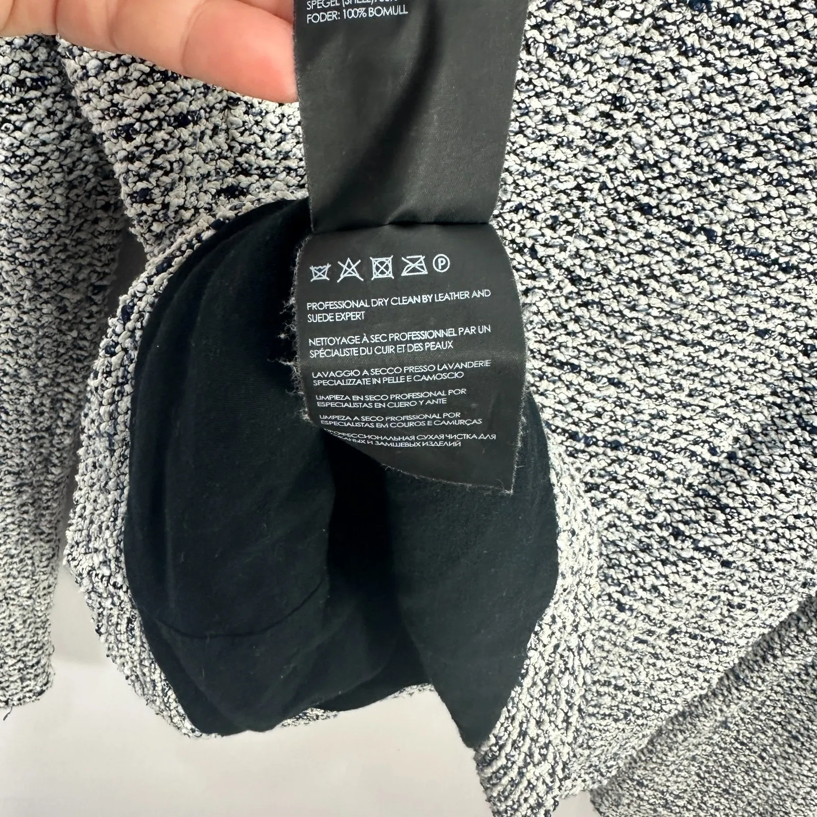 Club Monaco Boucle Zip Jacket Womens Small Black White Quiet Luxury Minimalist - Image 8