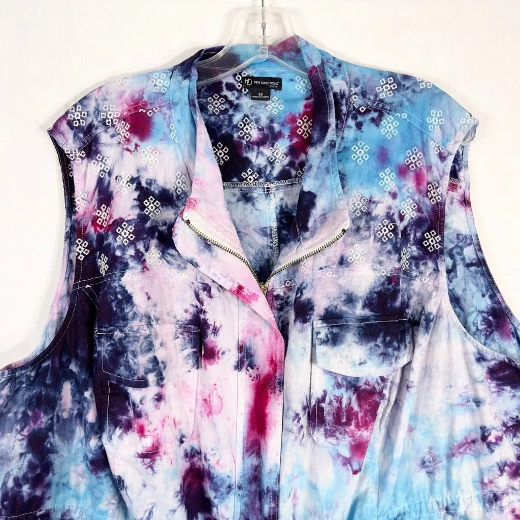 New Directions Plus‎ Size 3X Vest August Storm Handmade Tie Dye Blue Purple 165 - Image 3
