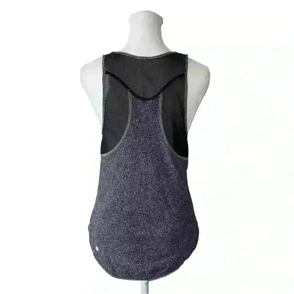 Lululemon Mesh Vest Top Black White Speckle Trim Gym Tank Size Small Activewear - Image 3
