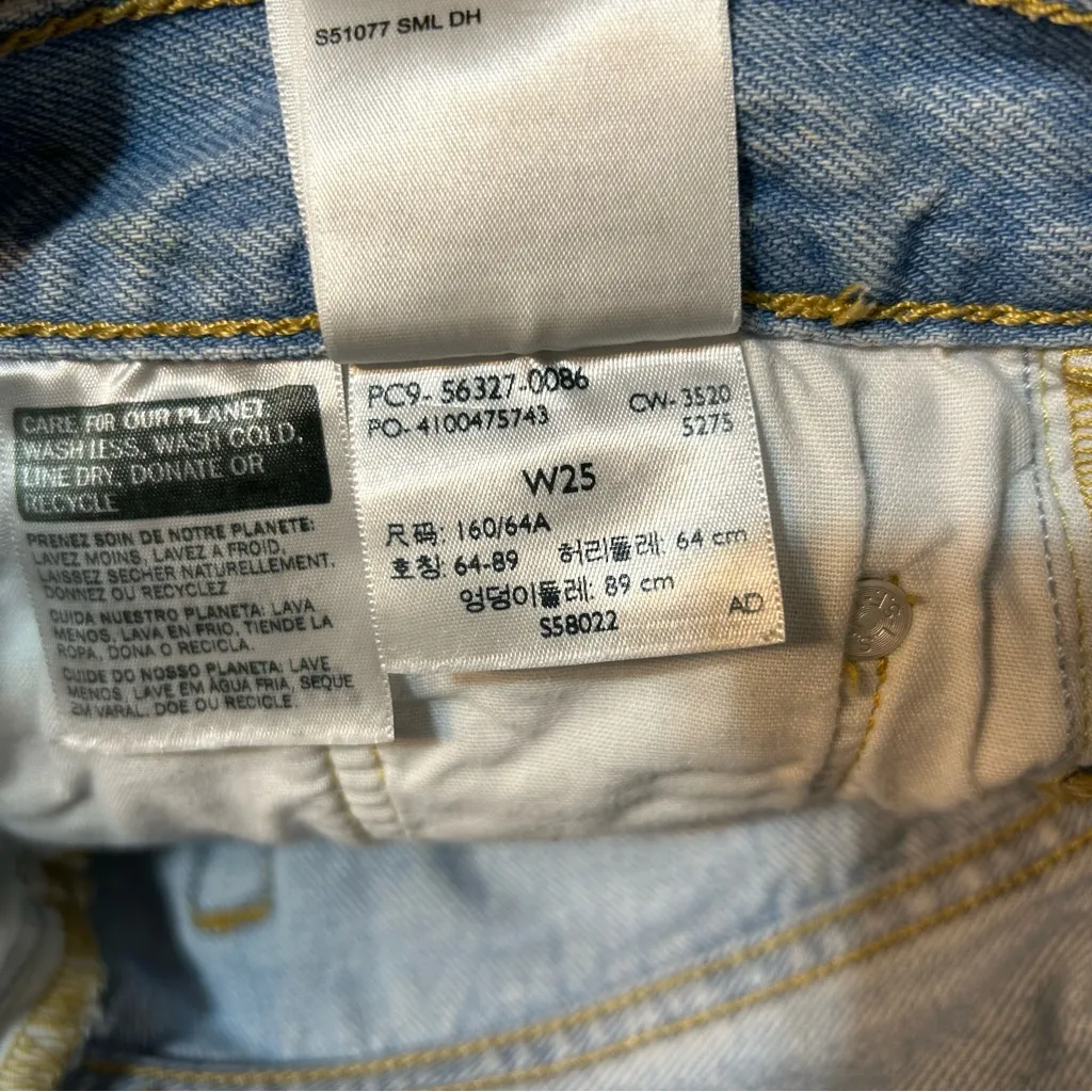 Levi's 501 Original Denim High Rise Shorts Light Wash Size 25 - Image 6