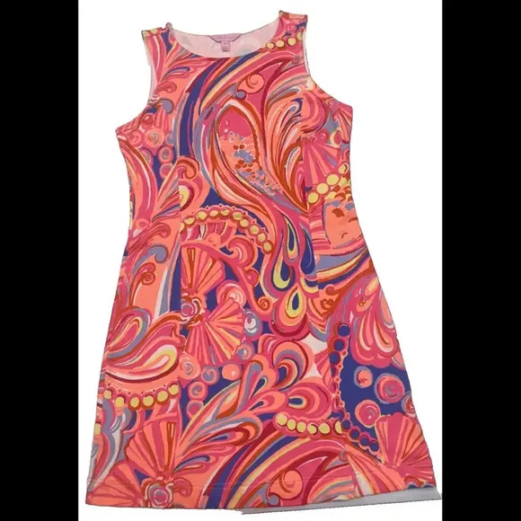 Lilly Pulitzer Multi Reef Retreat Whiting Shift Dress Stretch Terry Knit XS - Image 2