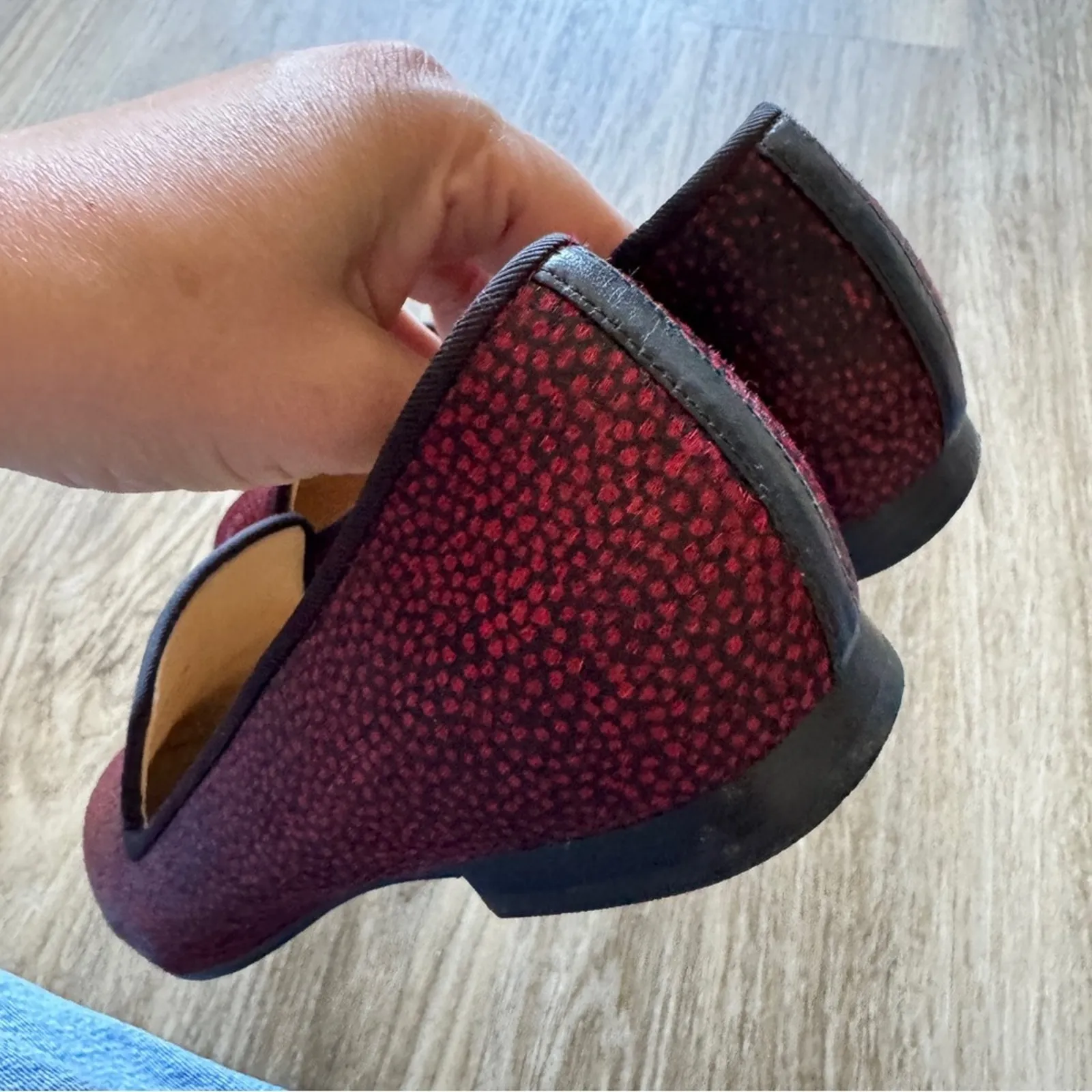 Cole Haan Red Spotted Calf Hair Slip On Loafers Womens 8 Flats Comfortable Shoes - Image 7