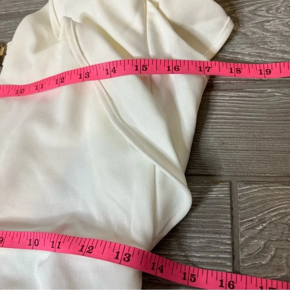 NWT Selfie Leslie Cupid's Bow V-Neckline Ruffle Shoulder Bodycon Dress White XL - Image 3