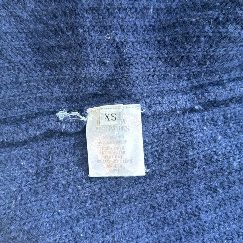 John Patrick Organic Merino Wool Knit Open Front Cardigan Navy XS Blue - Image 3