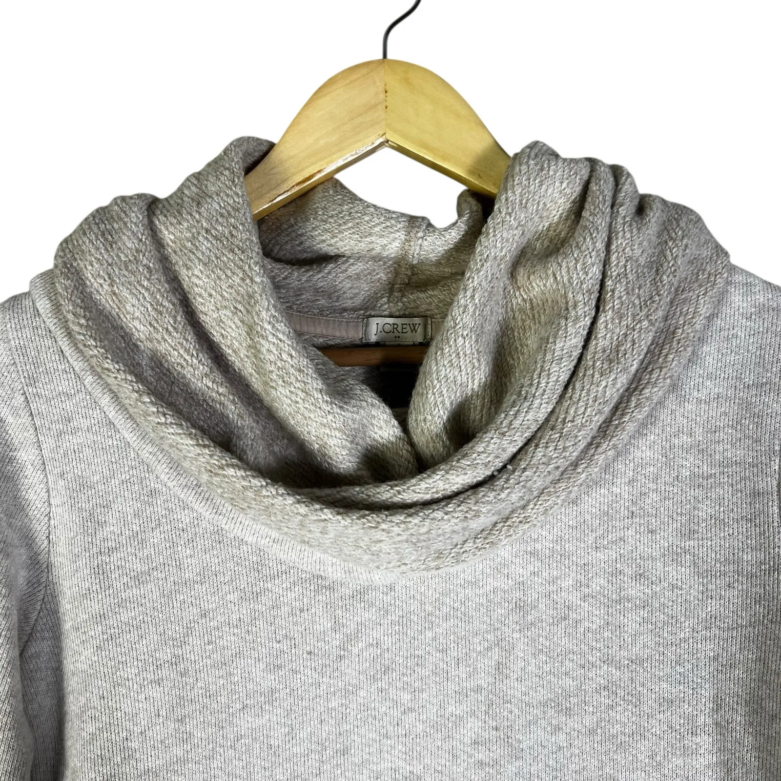 J. Crew Cowl Neck Sweatshirt Womens S Cream Cotton Wool Cozy Minimalist Neutral - Image 3