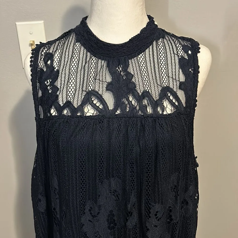 Maurice's Lace Midi Dress Sleeveless Mock‎ Neck Black Floral Romantic Party - Image 2