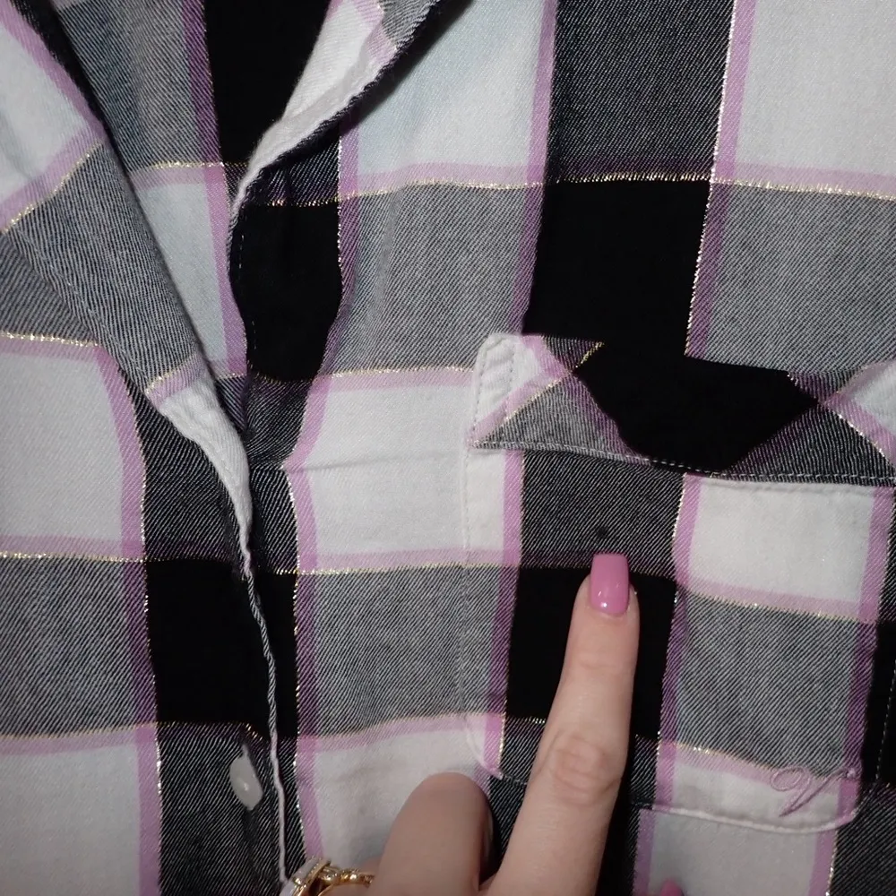 Victoria's Secret Gingham Plaid Button Down Pajama Shirt with Pocket size S - Image 8