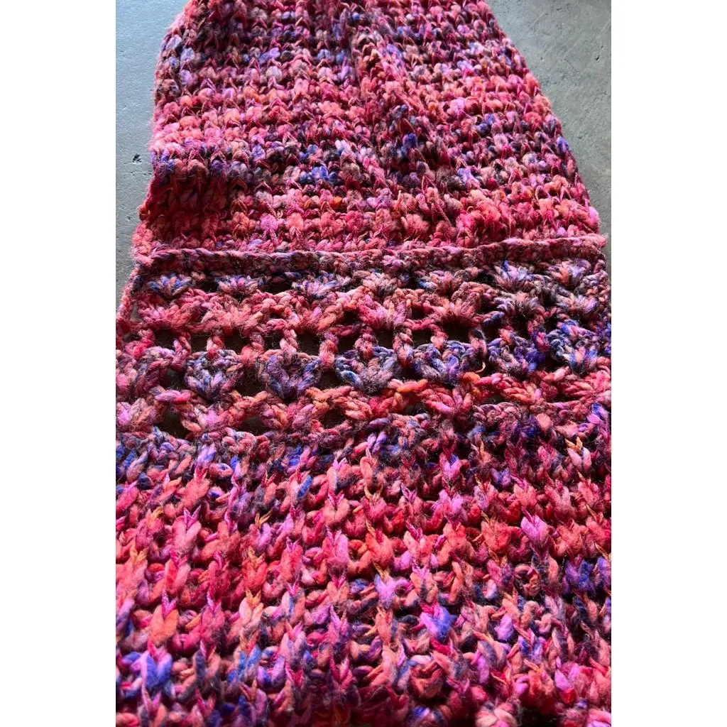 Free People Maroon Wool Soft Alpaca Mohair Chunky Loose Knit Oversized Scarf 89” - Image 10