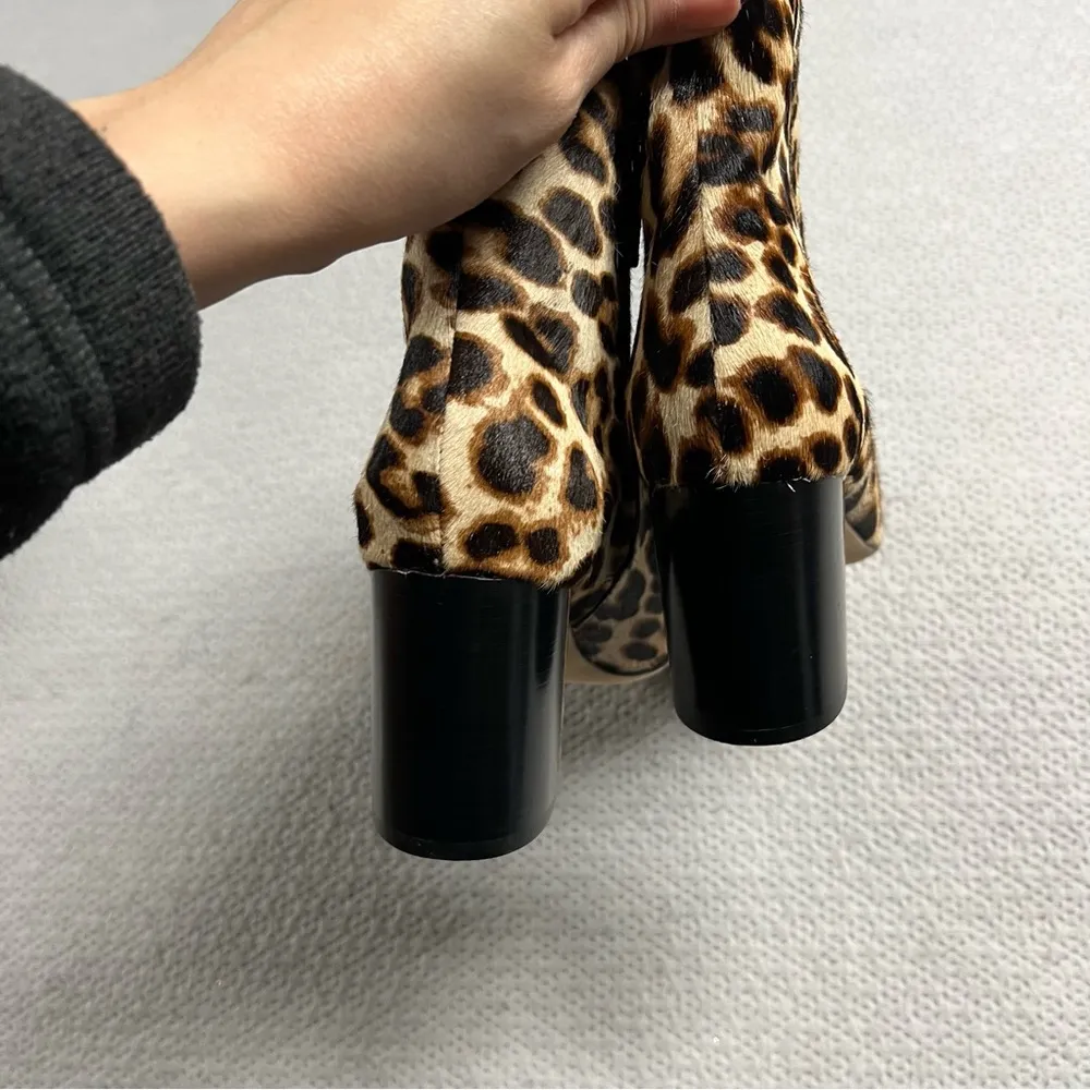 Tory Burch Brooke Leopard Calf Hair Ankle Heeled Booties Animal Print Size 5.5 - Image 5