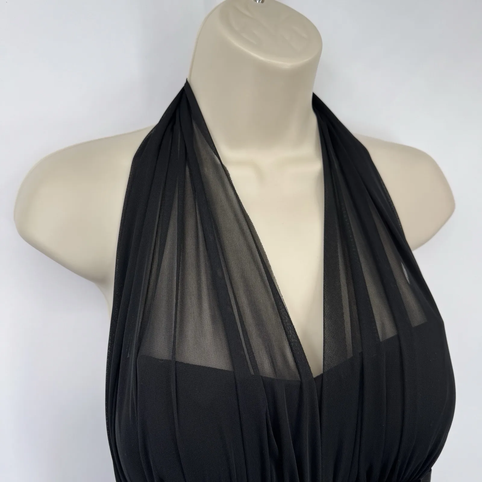 Vintage Y2K Betsy & Adam Winter Formal Dress Womens 6 Black Tiered Rhinestone - Image 7