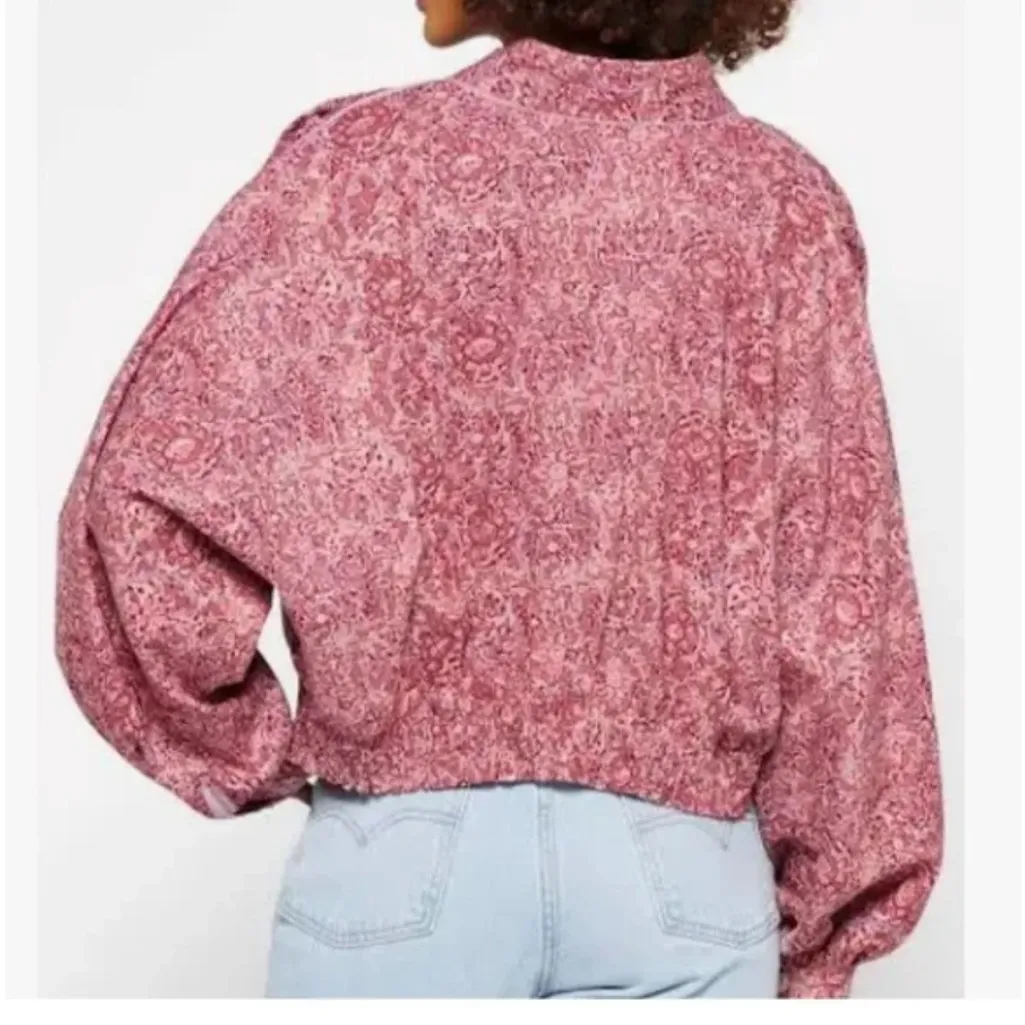 Free People Rosalina Tie‎ Front Jacket Barbie Core Cropped Paisley Mocha Convo M - Image 3