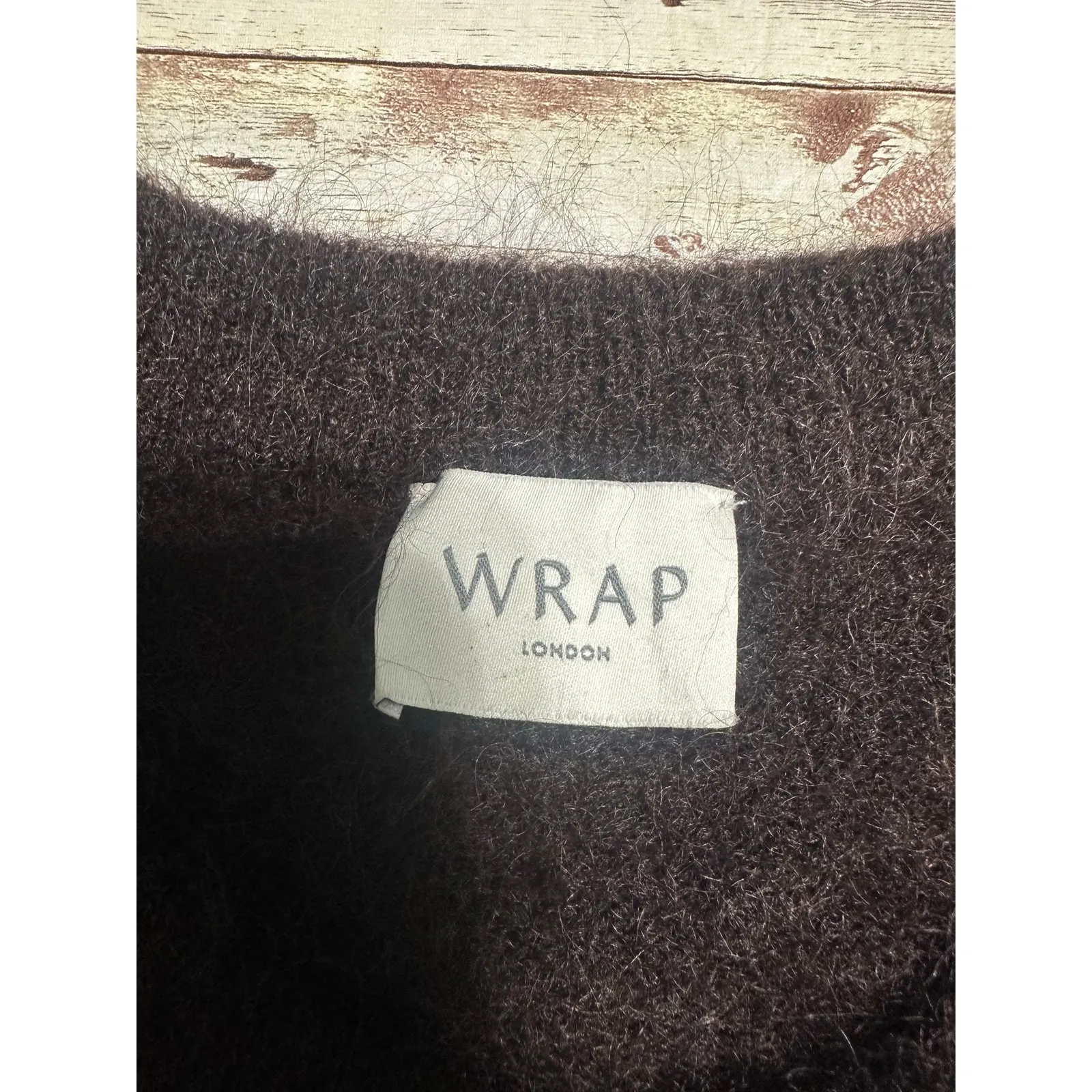 Wrap London Mohair Merino Crewneck Sweater Color Size 4 Blue Brown Gold Soft - Image 5