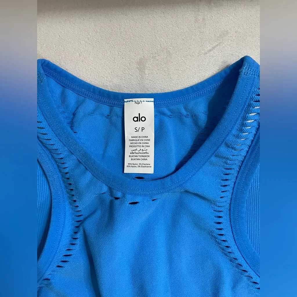 ALO Yoga NWT Seamless Open Air Racerback Dress Azure Blue Size S - Image 7