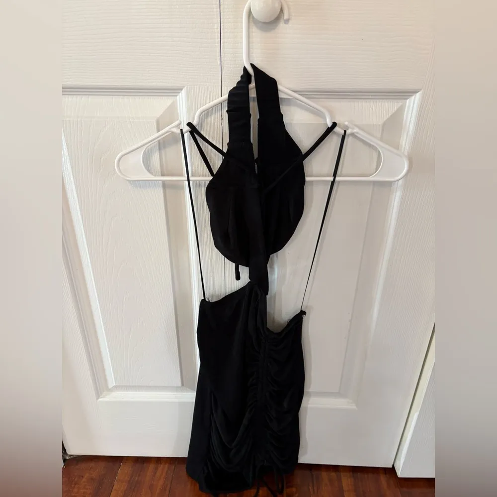 Pamela Mini Black Princess Polly cutout party ruched spandex mini dress size 2 - Image 2