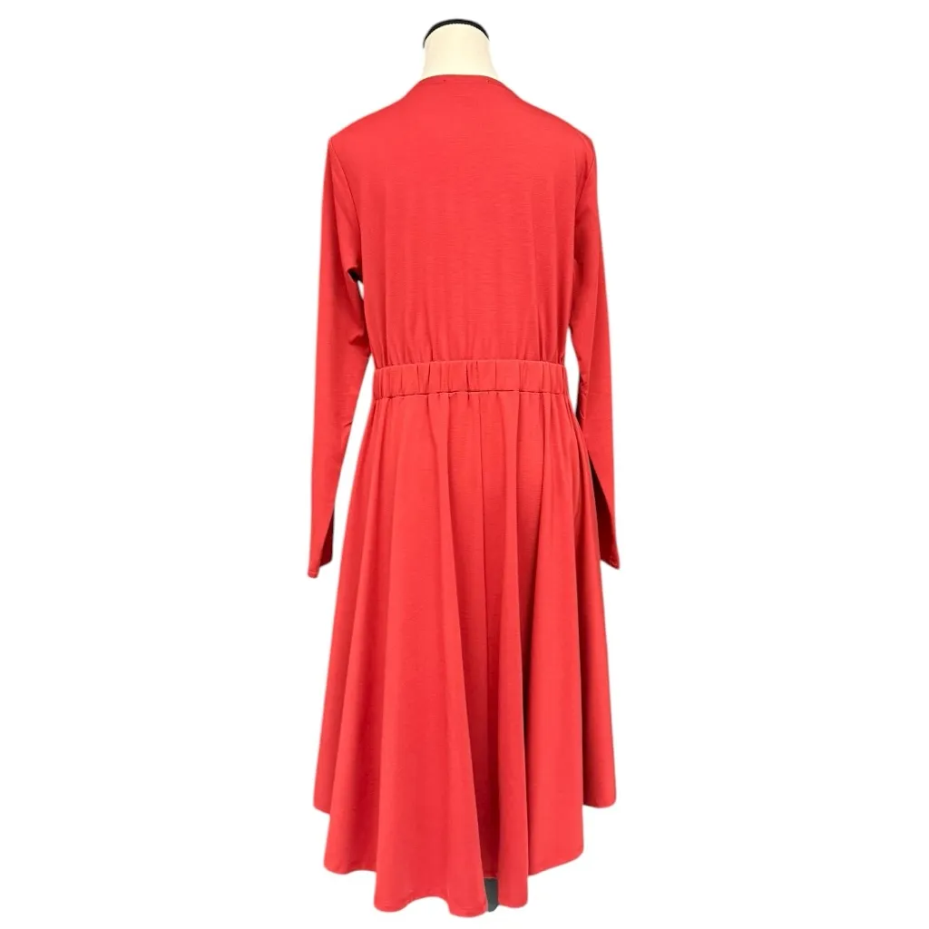 Everyday Jones by Madeline Jones Rust Red Long Sleeve Dress High Low Hem, Size M Orange Size M - Image 4