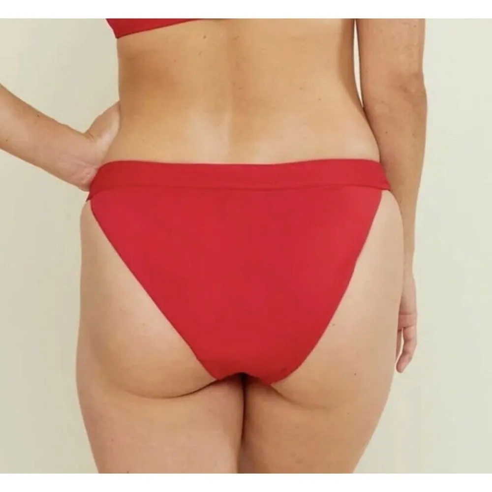 Andie Swim The Banded Cheeky Bikini Bottom Stretch Cherry Red Size S Small NWT - Image 2