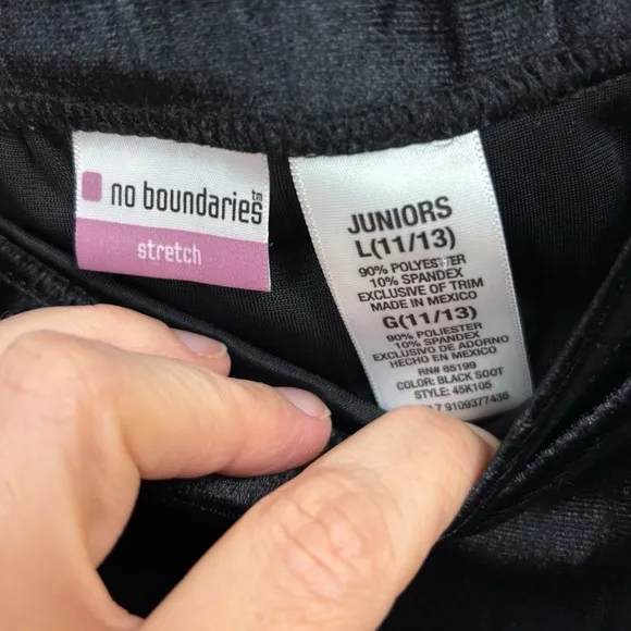 Vtg No Boundaries Black Velvet Tiered Maxi Skirt Lace Stretch Sz L Whimsigoth‎ - Image 7