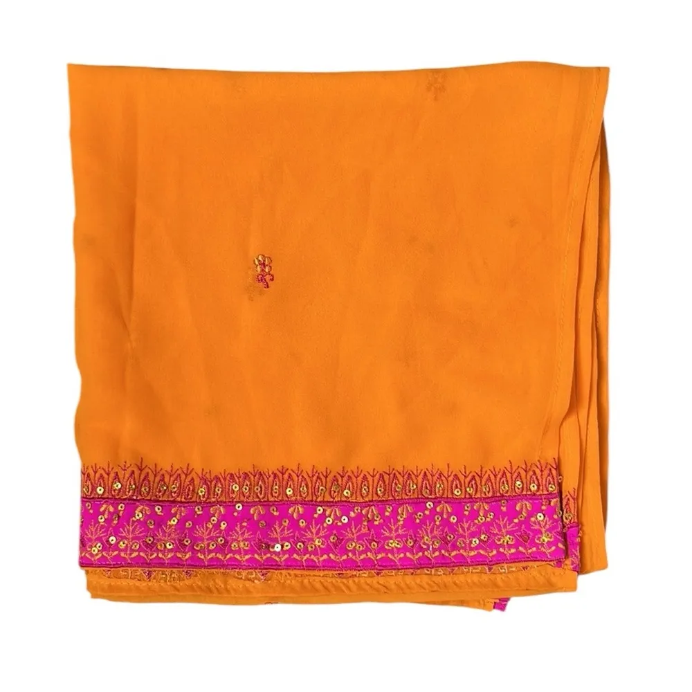 Orange & Pink Large Scarf with Embroidery - Image 7