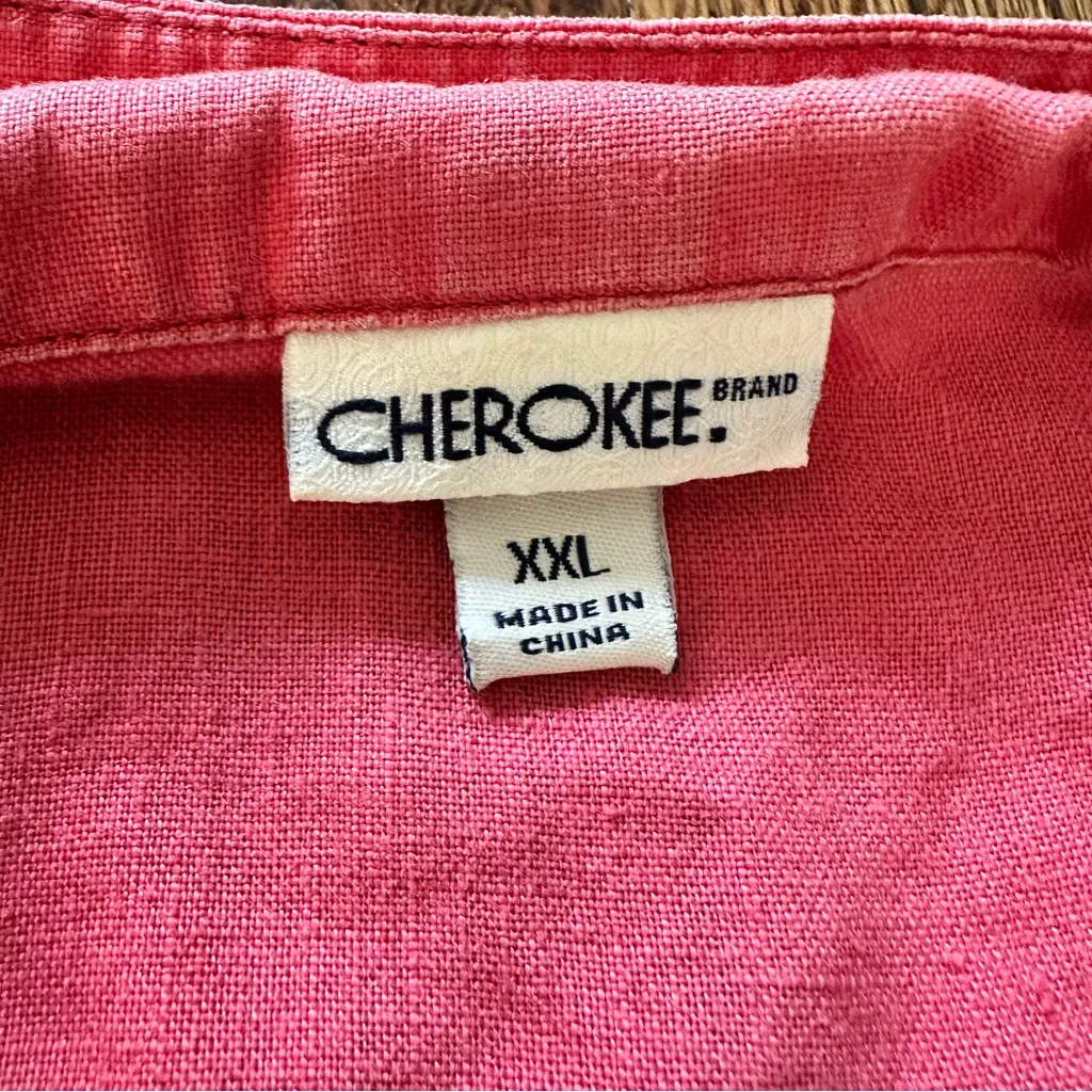 Vintage Cherokee Linen Button Up Top XXL - Image 4