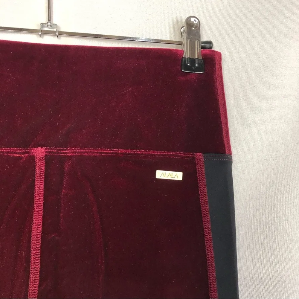 Alala Red Bordeux Velvet Skinny Athletic Leggings XS - Image 5