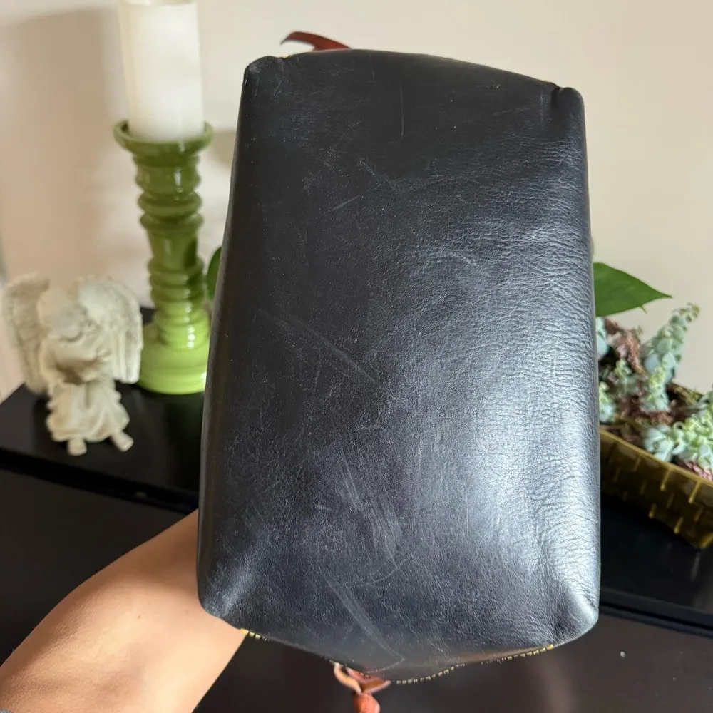 DOONEY & BOURKE Champosa Black Brown Pebbled Leather Satchel Handbag XL - Image 7