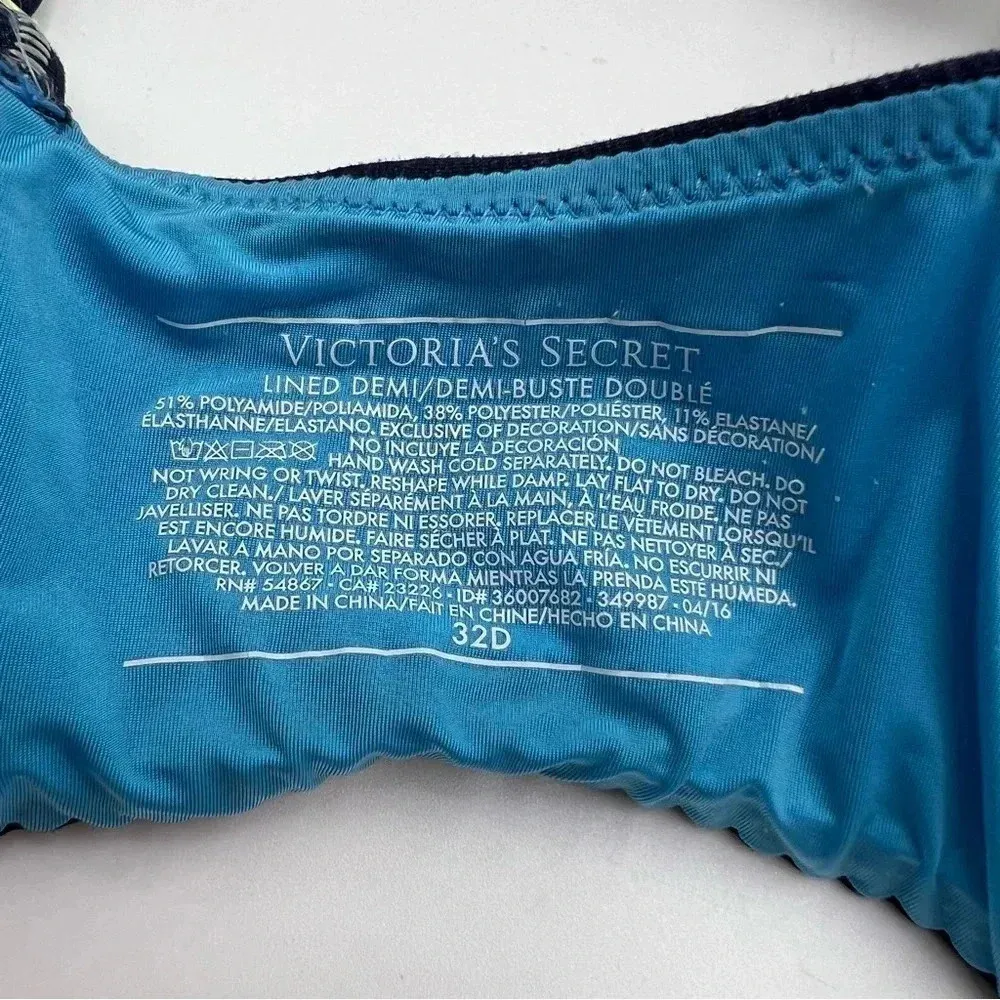VS Victoria’s Secret Lined Demi Bra size 32D‎ Heather Blue Underwire - Image 5