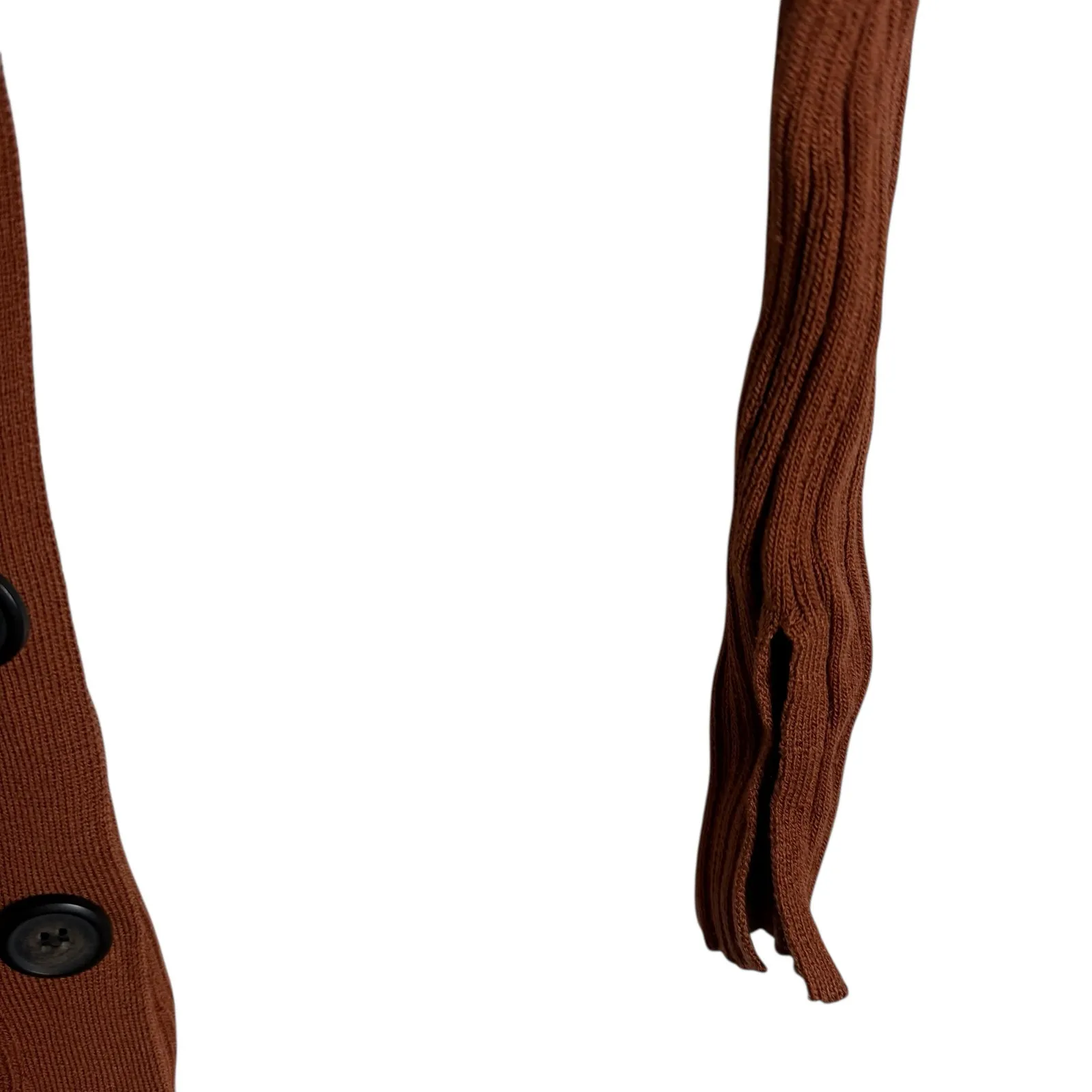 Adam Lippes Rust Ribbed Knit Side Button Long Sleeve Sweater Midi Dress Size S - Image 11