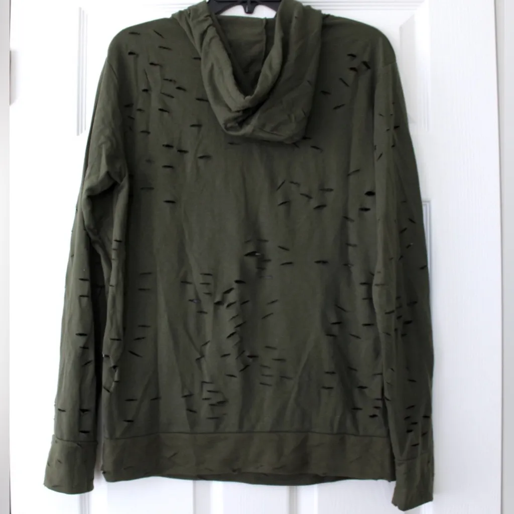 Thrill Ripped Dark Green Hoodie Size undefined - Image 3